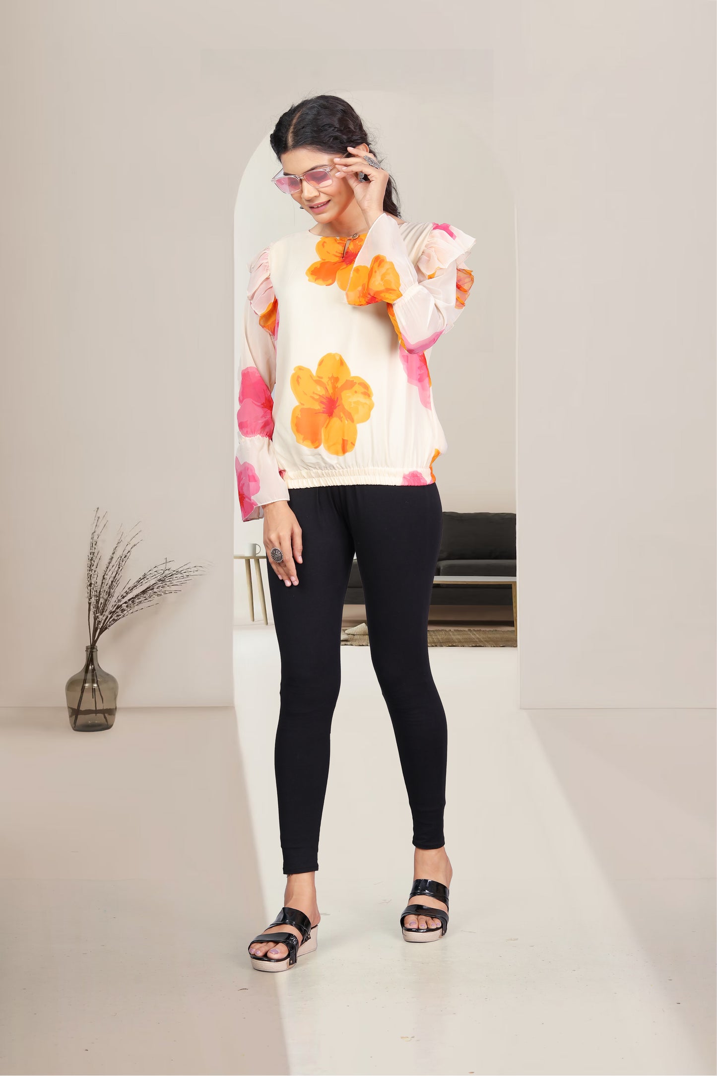 Women Viscose Georgette flower printed Top