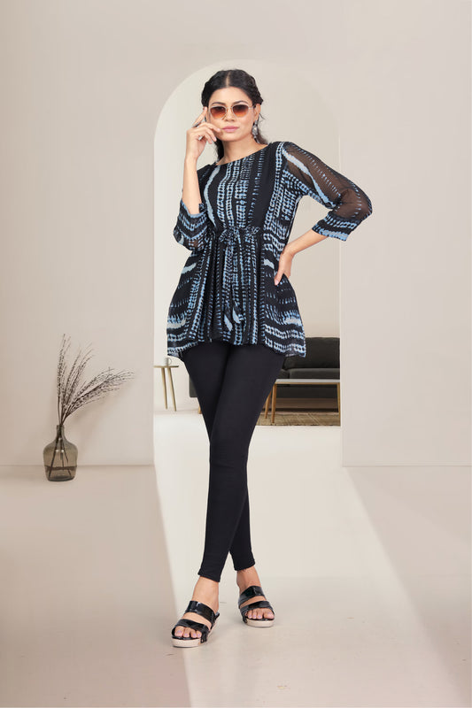 Chain Printed Georgette Ethnic Top