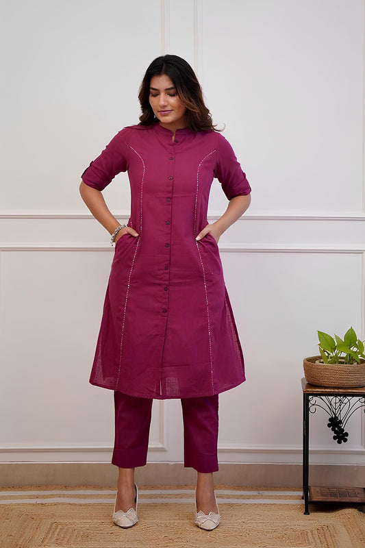 Rani Cotton straight kurta with pant