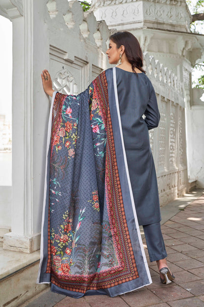 Ethnic Motifs Yoke Designed Straight  Kurta-pant & Dupatta